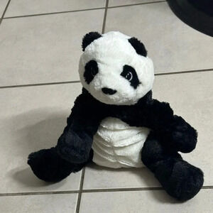 Ikea Panda Bear Plush Kramig Black White 12" Long Stuffed Animal Soft .